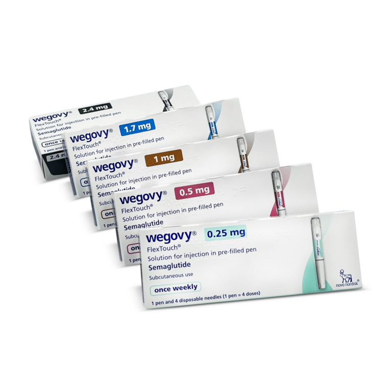 Wegovy injection pens with varying Semaglutide dosages for weight loss treatment