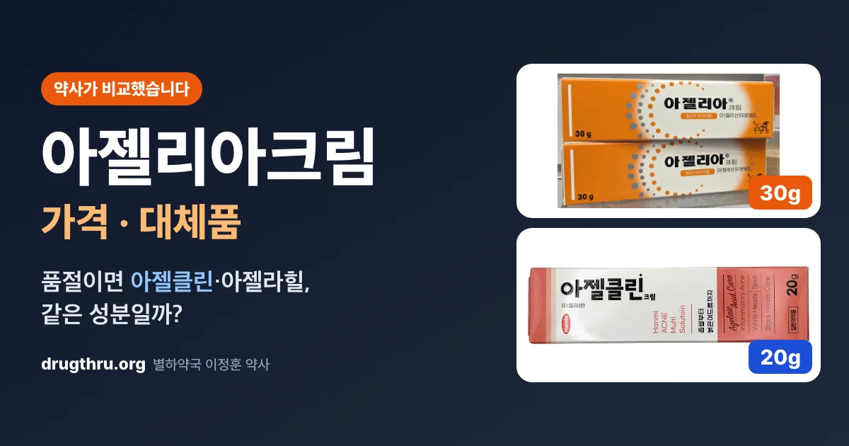 아젤리아크림 가격과 대체품 아젤클린크림 비교 대표 이미지